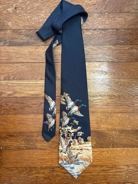Navy Duck Motif Silk Tie | Ducks Unlimited